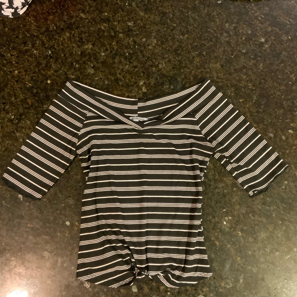 Charlotte Russe Striped Tie-Off Crop Top